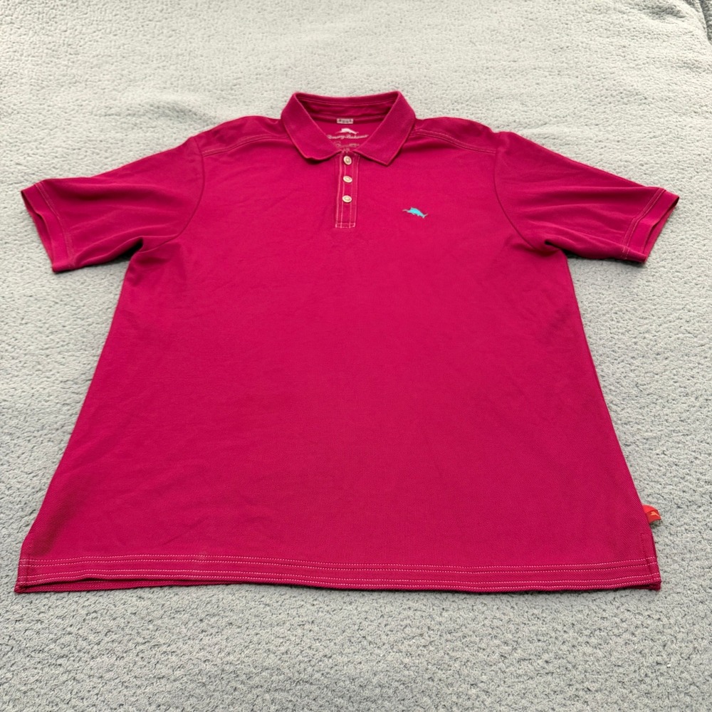 Tommy Bahama Polo Shirt Mens Large Supima Cotton Pink Marlin Logo